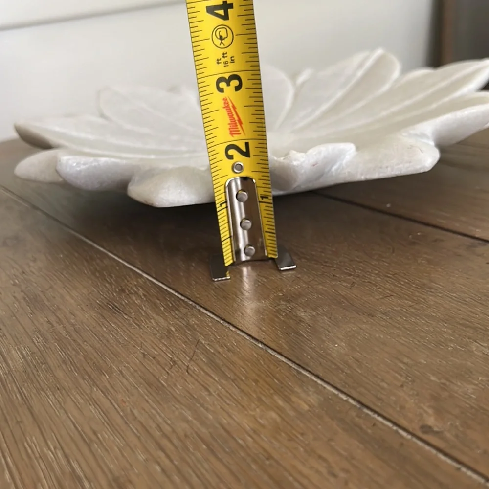 Gorgeous genuine white marble lotus flower plate dish decorative object 11” - Picture 12 of 13